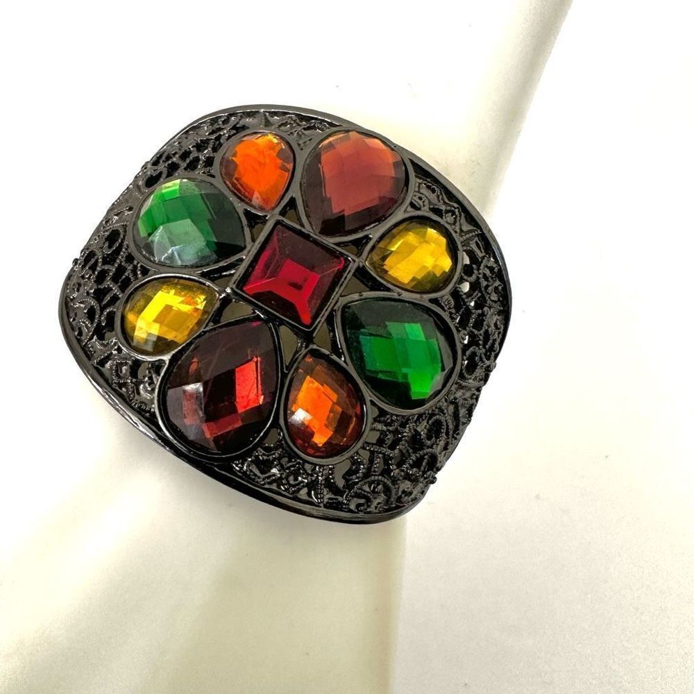 Colorful rhinestone wide bangle bracelet